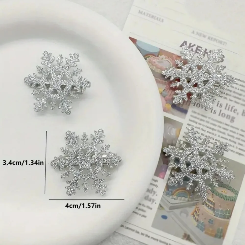 2 Snowflake Sparkly Clips - Picture 3 of 8